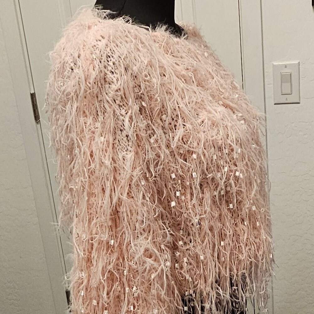 Willow and Root Pink Fuzzy Eyelash Knit Cropped Sweater size S - Picture 6 of 16